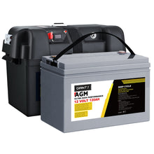 Load image into Gallery viewer, Giantz 120Ah Deep Cycle Battery &amp; Battery Box 12V AGM Marine Sealed Power Solar
