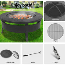Load image into Gallery viewer, Grillz Round Outdoor Fire Pit BBQ Table Grill Fireplace
