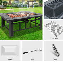 Load image into Gallery viewer, Fire Pit BBQ Grill Stove Table Ice Pits Patio Fireplace Heater 3 IN 1
