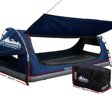 Load image into Gallery viewer, Weisshorn Swag King Single Camping Swags Canvas Free Standing Dome Tent Dark Blue with 7CM Mattress
